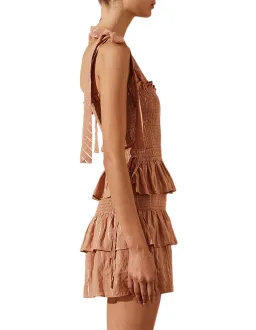 Shona Joy Corinne Shirred Mini Dress Desert Rose Size 8 for rent on The Volte - image 3