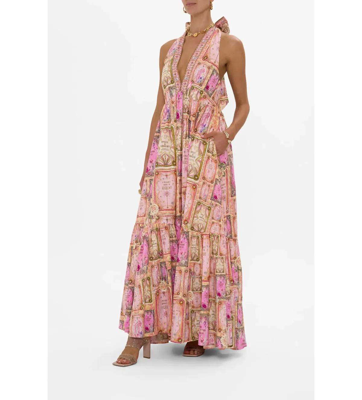 Camilla Ruffle Hem Halter Maxi Dress Totally Ozmopolitanalter Size 12 for rent on The Volte - main image