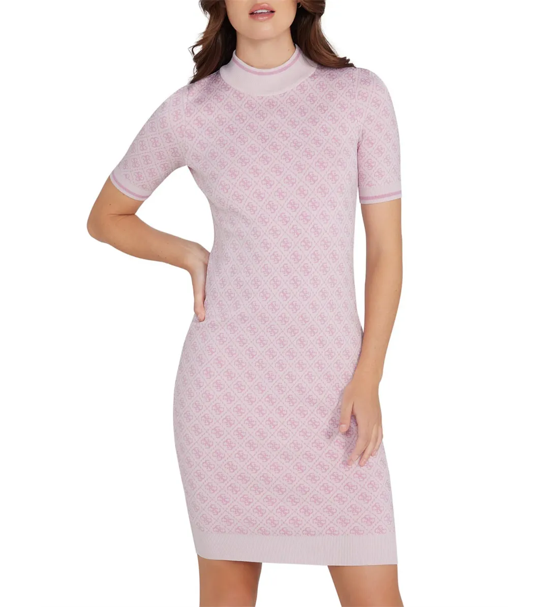 Guess Short Sleeve Lise 4G Logo Sweater Mini Dress Multi Print Size M/AU 12 for rent on The Volte - main image