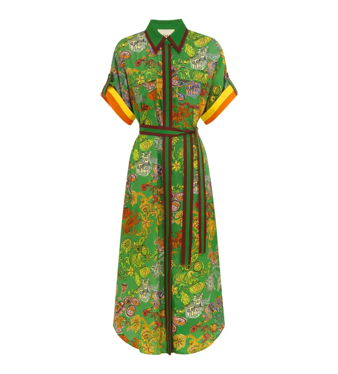 Alemais Fiesta Shirt Dress Green Size 10 for rent on The Volte - main image