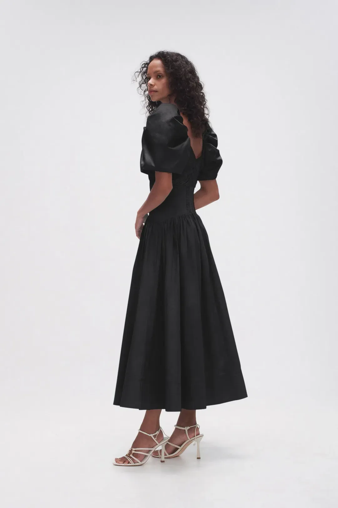Aje Gabrielle Plunge Midi Dress Black Size 12 for rent on The Volte - main image