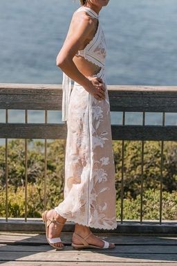 Zimmermann Corsage Lily Midi Halter Dress Cream/Nude Size 0 for rent on The Volte - image 2