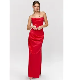 House of CB Adrienne Satin Gown Scarlett Size L/AU 12-14 for rent on The Volte - image 1