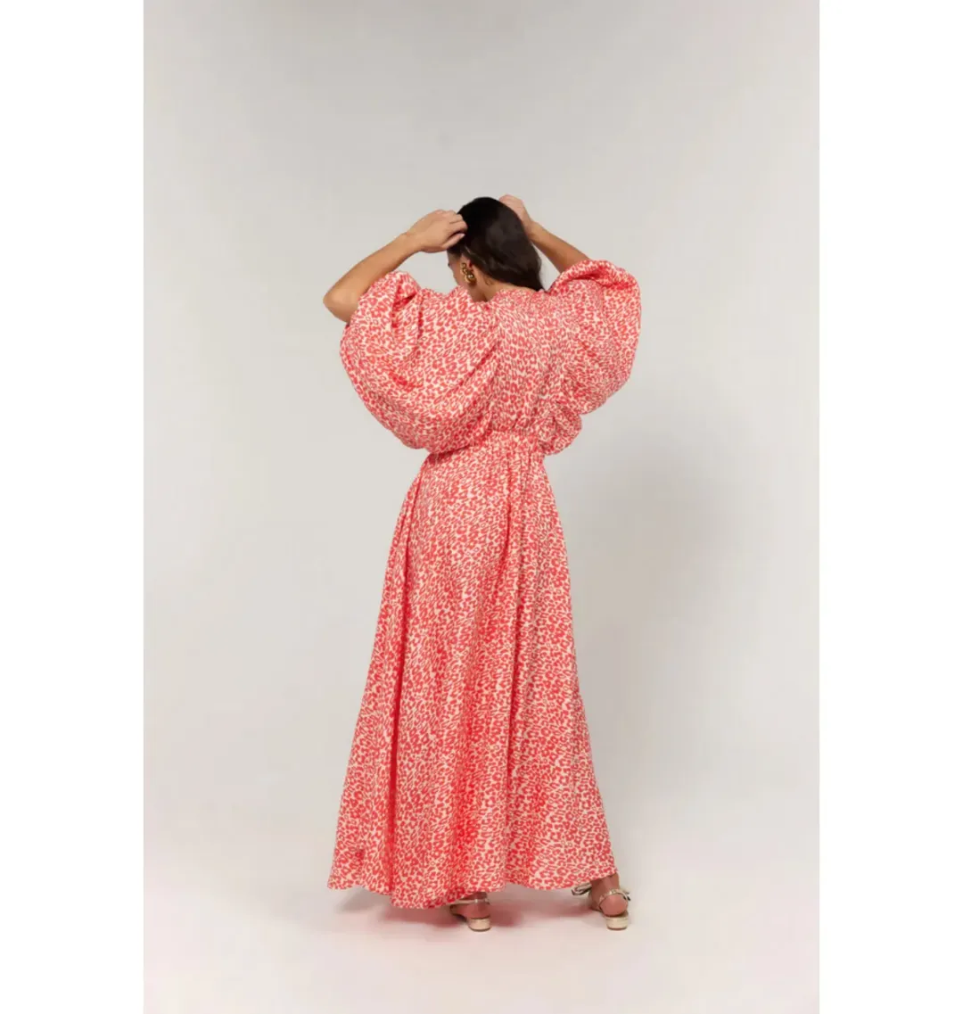 La Boheme Girls Essie V neck Maxi Dress Carol Oat Leopard Size 14-16 for rent on The Volte - main image
