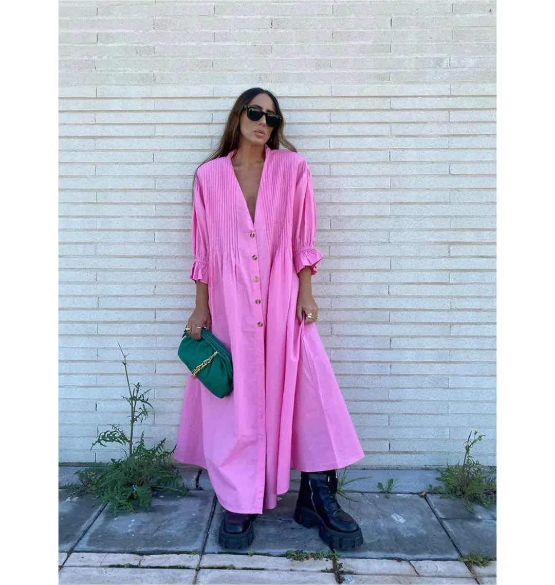 La Boheme Girls Maxi Poppy Dress in Bubblegum Pink One Size for rent on The Volte - main image