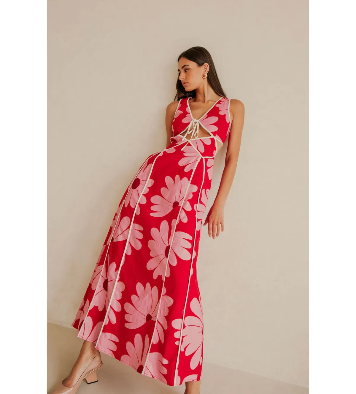 Sabo Calandra Dress Daisy Red Size 10 for rent on The Volte - main image
