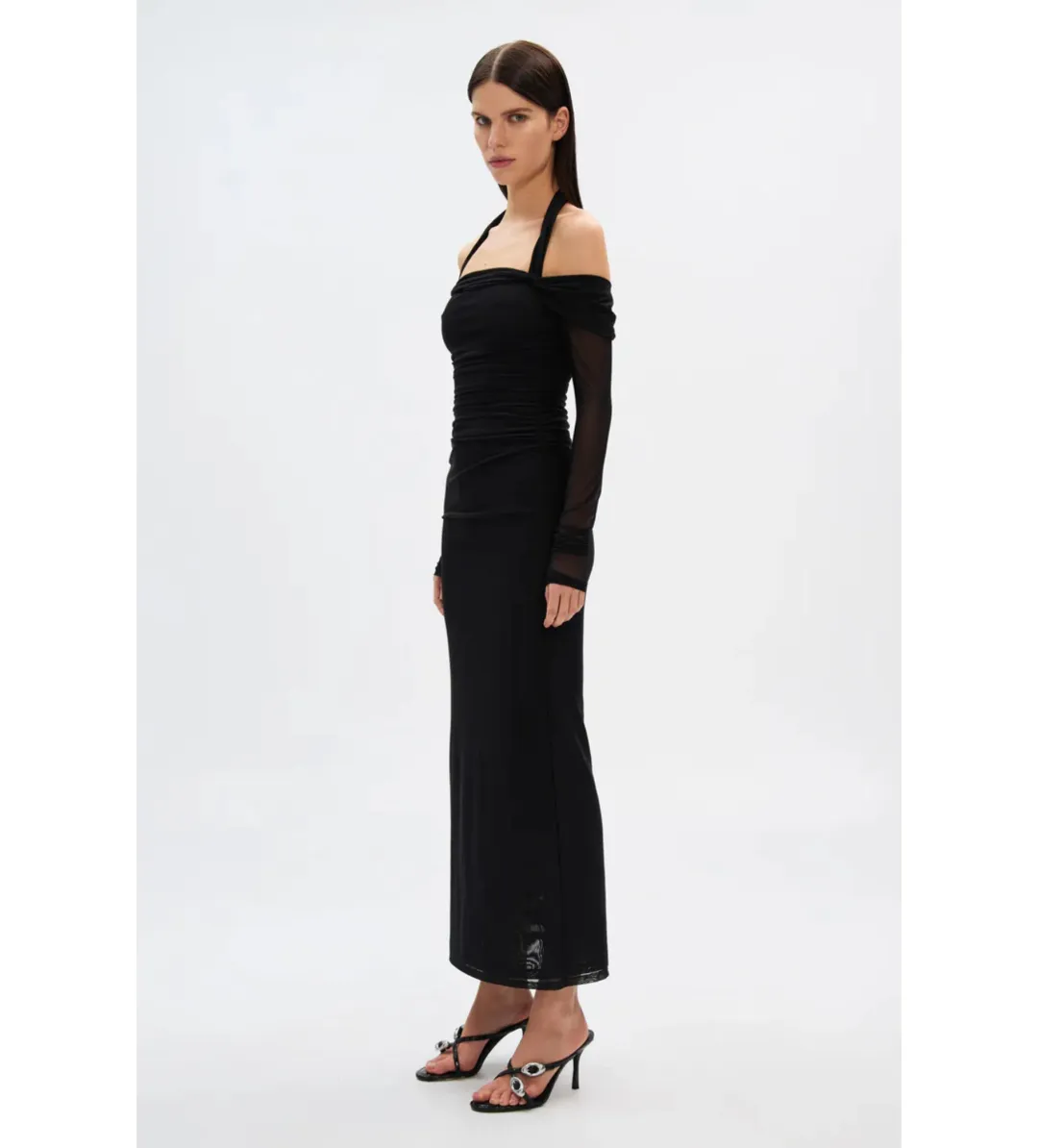 MISHA Sonnet Mesh Maxi Dress Black Size 14/XL for rent on The Volte - main image