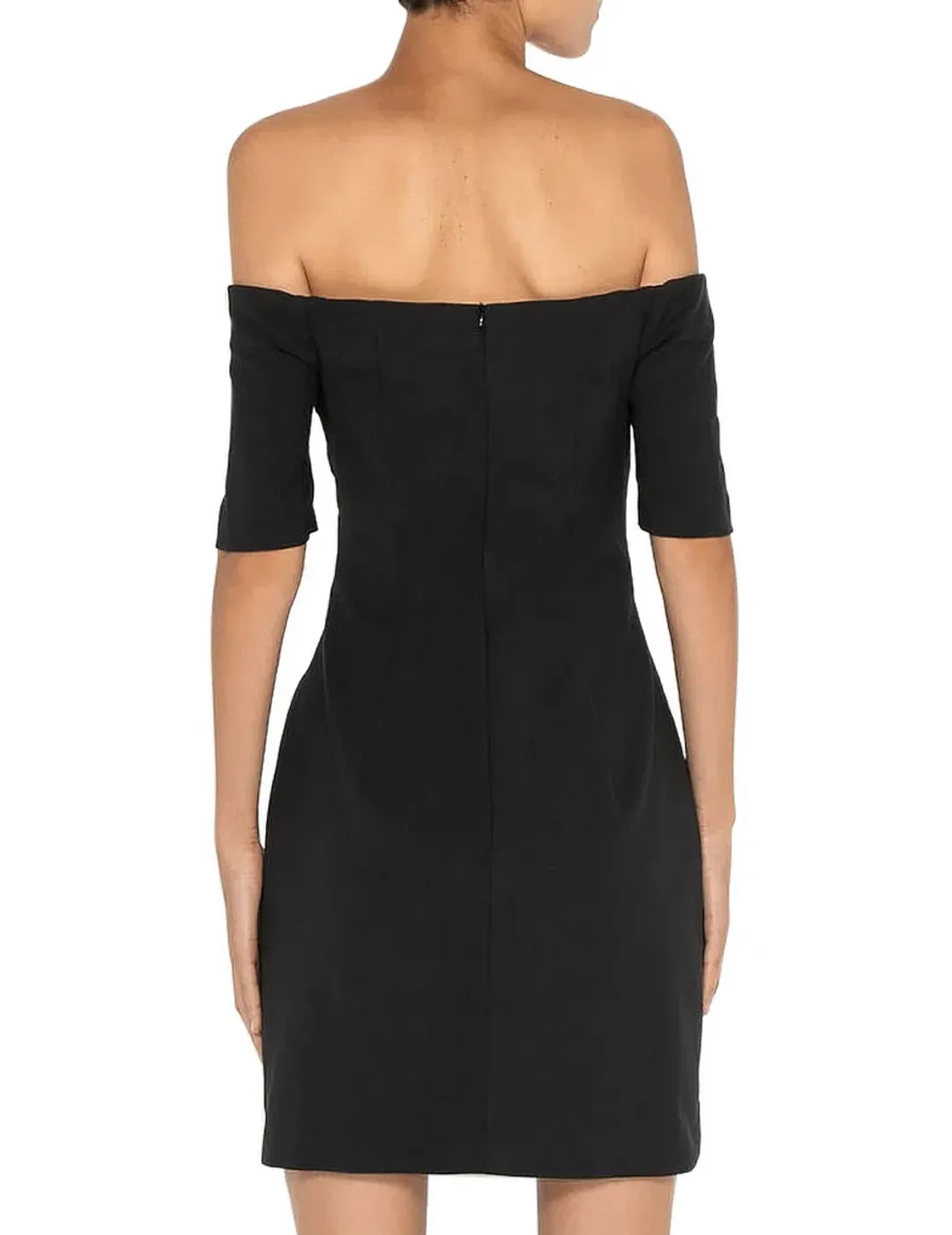 Cue Sculpted Off Shoulder Mini Dress Black Size AU 12 for rent on The Volte - main image