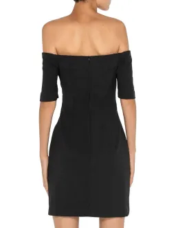 Cue Sculpted Off Shoulder Mini Dress Black Size AU 12 for rent on The Volte - image 3