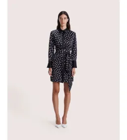 Saba Presley Silk Mini Shirt Dress Black/Ivory Size AU 10 for rent on The Volte - image 1