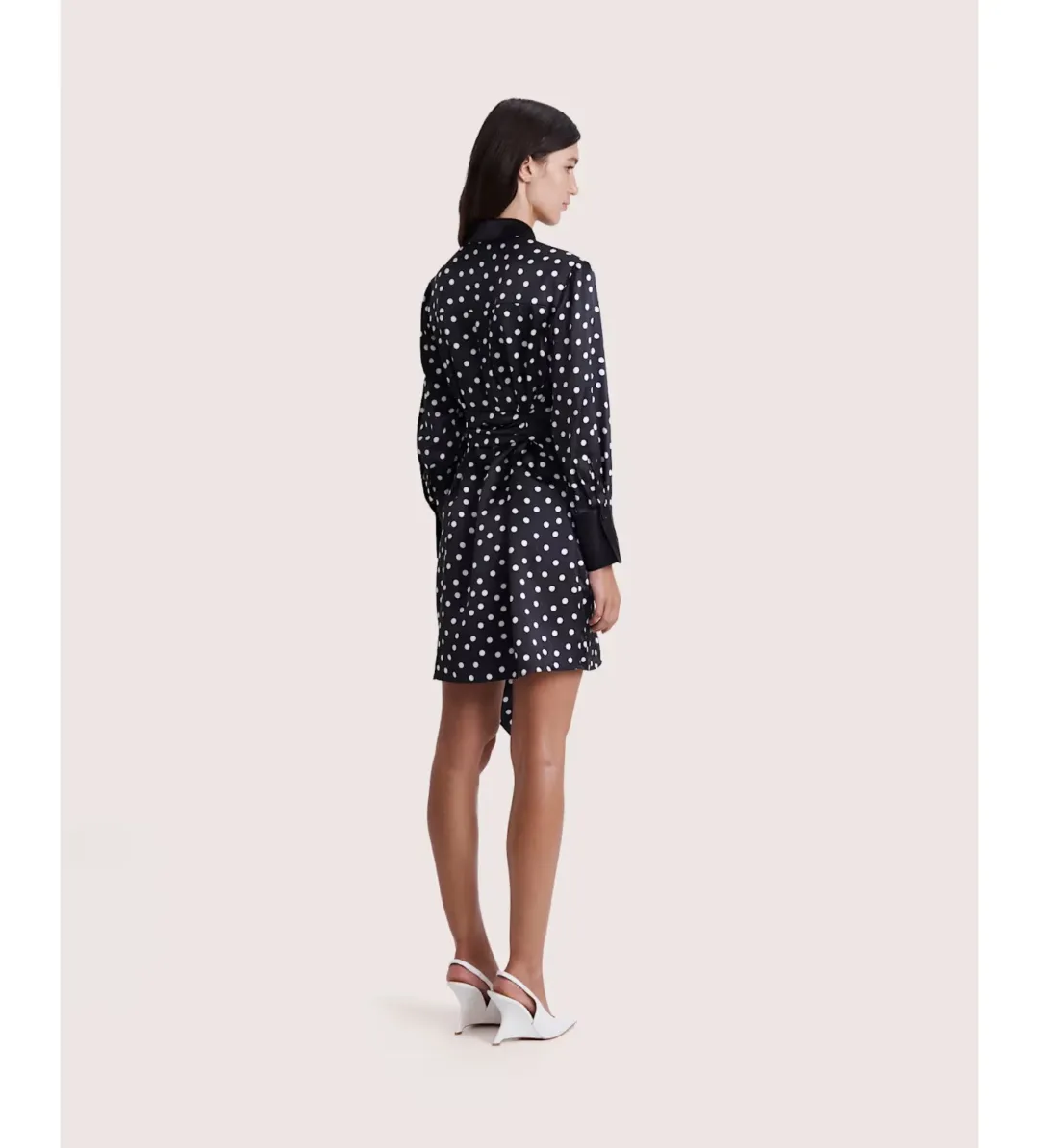 Saba Presley Silk Mini Shirt Dress Black/Ivory Size AU 10 for rent on The Volte - main image