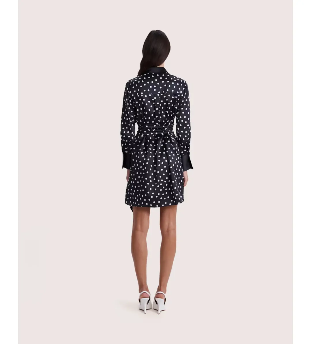 Saba Presley Silk Mini Shirt Dress Black/Ivory Size AU 10 for rent on The Volte - main image