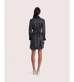 Saba Presley Silk Mini Shirt Dress Black/Ivory Size AU 10 for rent on The Volte - image 4