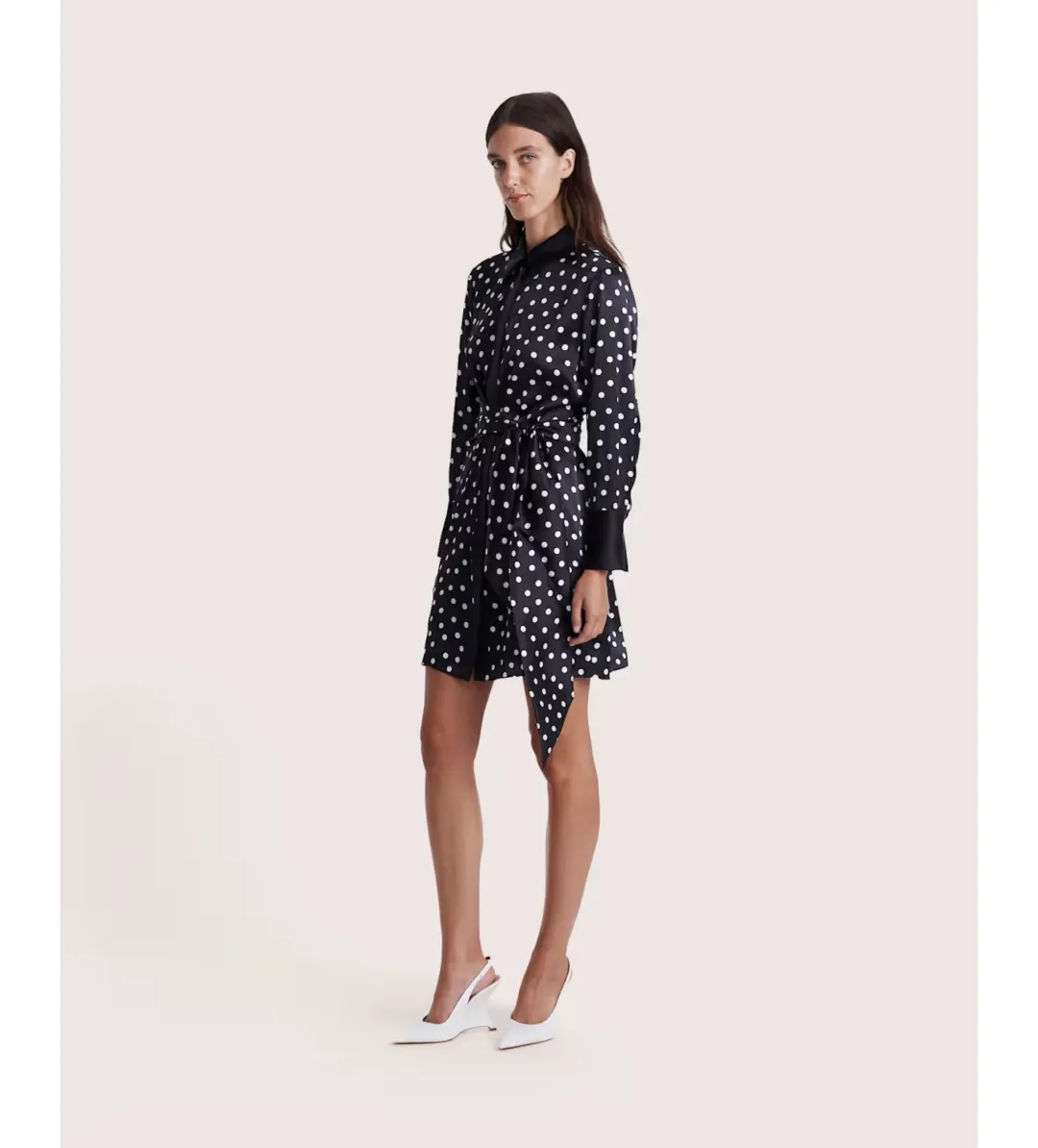Saba Presley Silk Mini Shirt Dress Black/Ivory Size AU 10 for rent on The Volte - main image