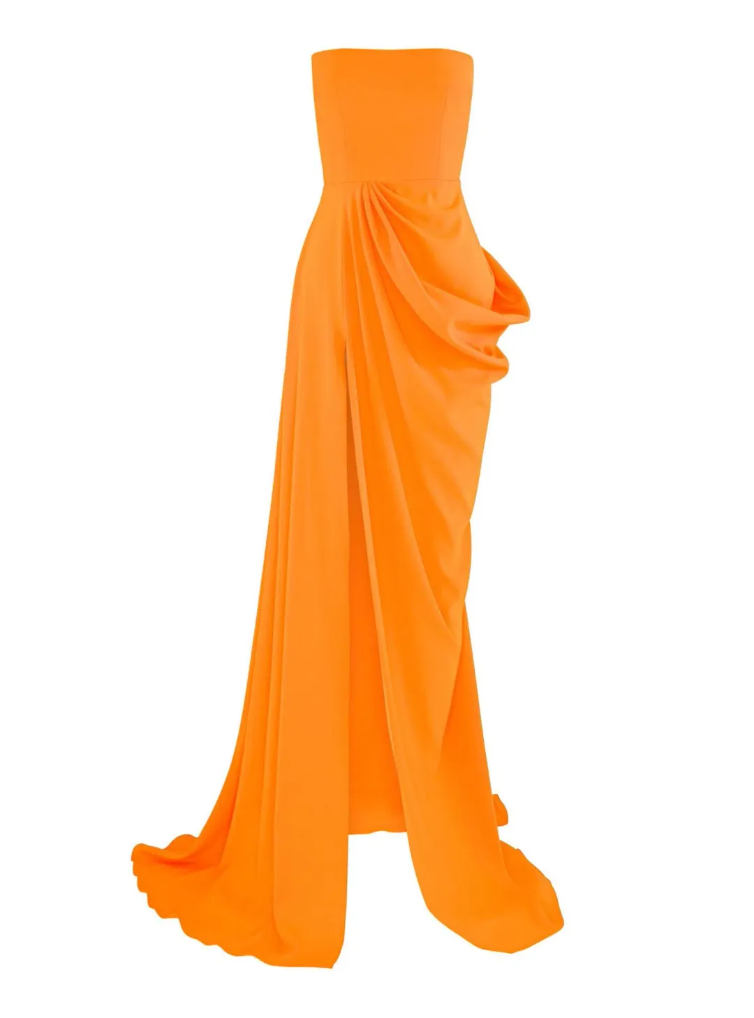 Alex Perry Reed Draped Crepe Gown Orange Size 8 for rent on The Volte - main image