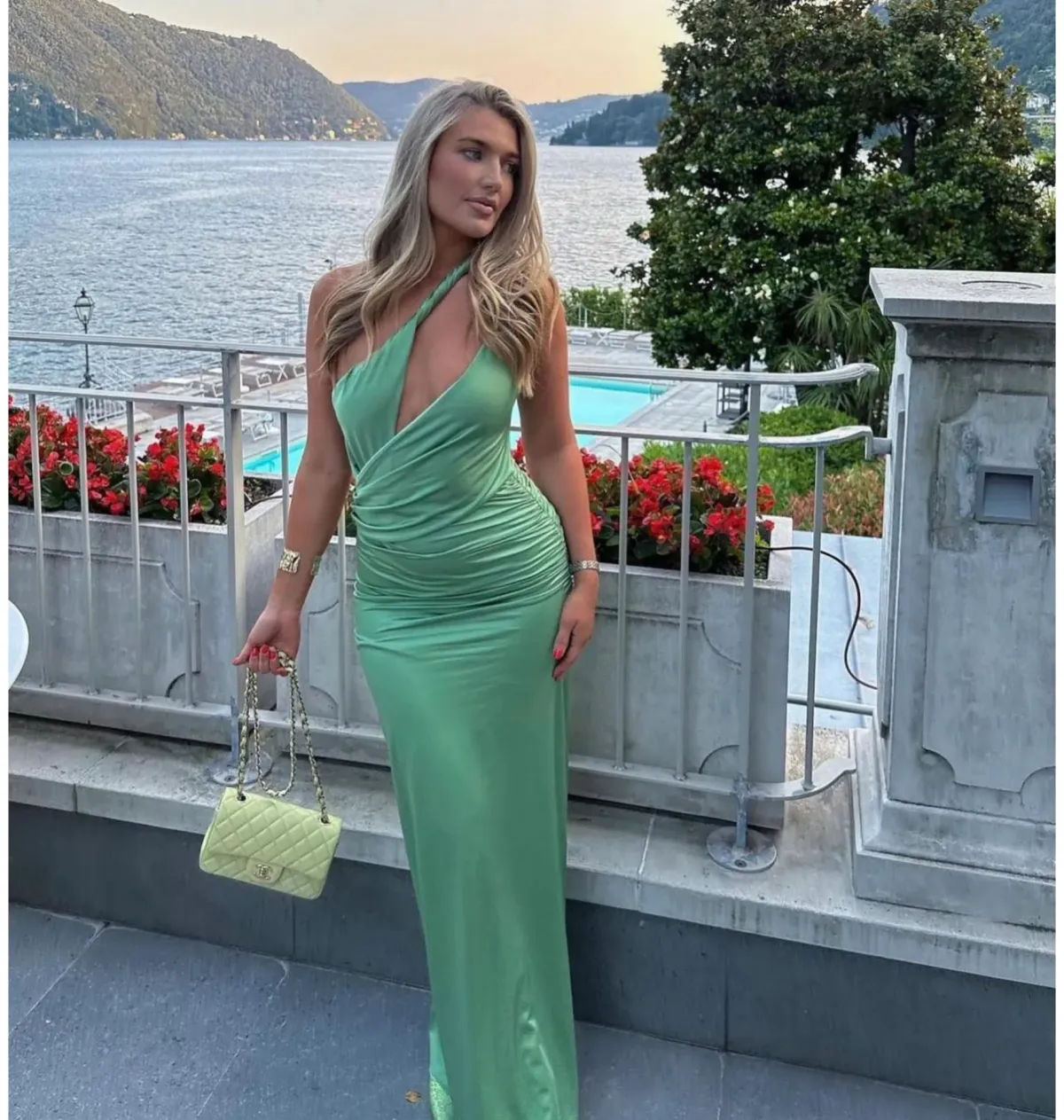 Baobab Lia One Shoulder Maxi Dress Green Size Size XS / AU 6 for rent on The Volte - main image