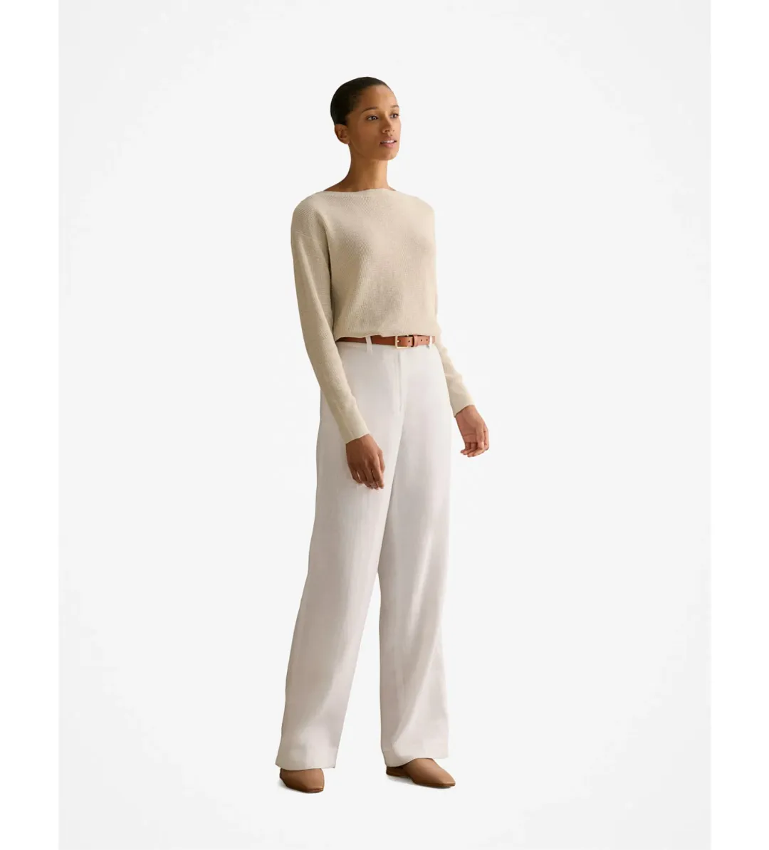 Trenery Cotton Linen Boat Neck Knit Ecru Size L/AU 14 for rent on The Volte - main image