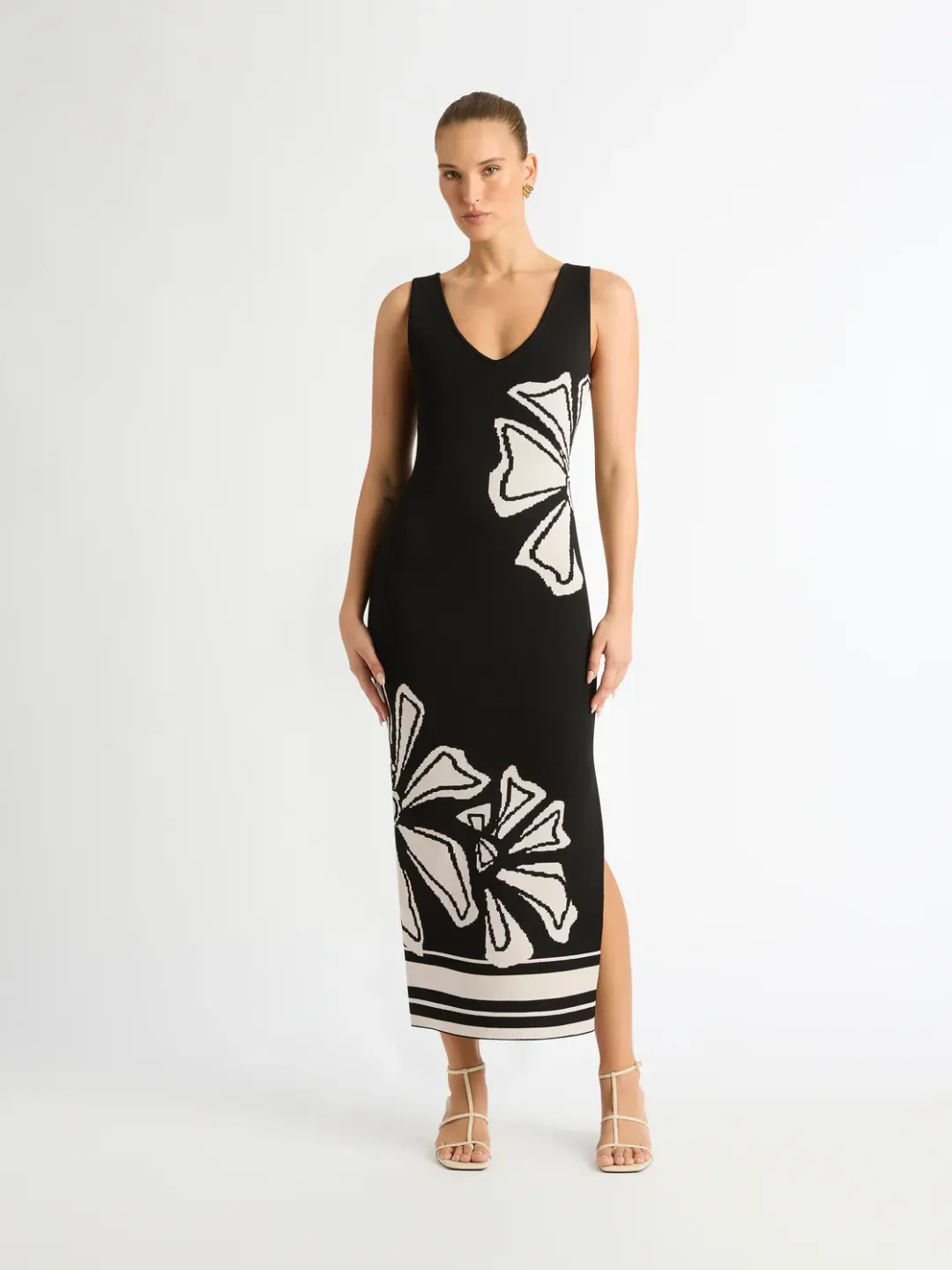 Sheike Knit Midi Dress Black Size 6 for rent on The Volte - main image