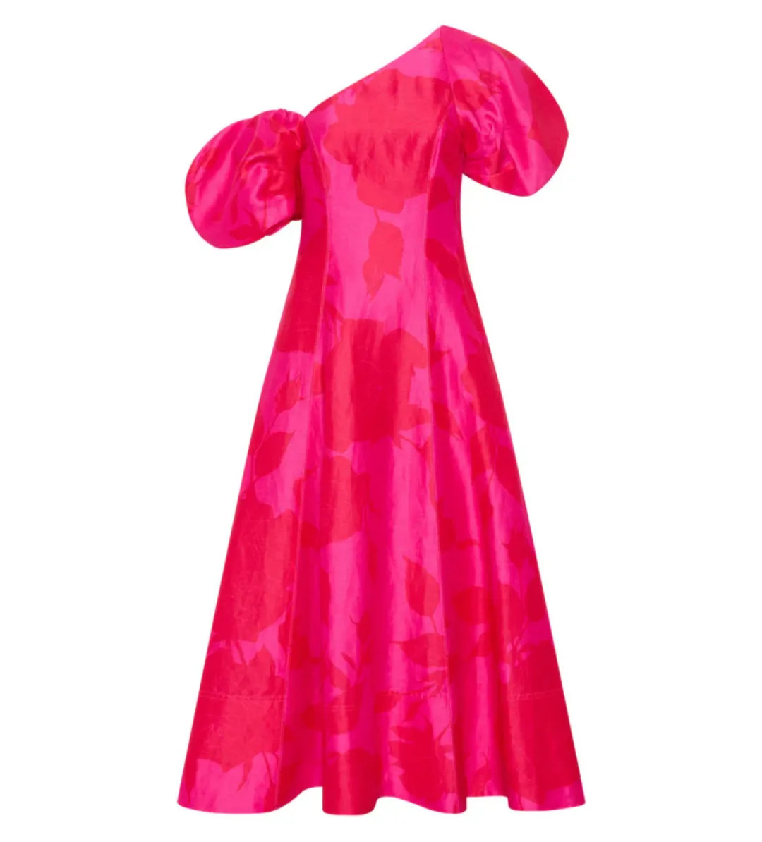Aje Arista Tulip Sleeve Midi Dress in  Florescent Rose Size AU 8 for rent on The Volte - main image