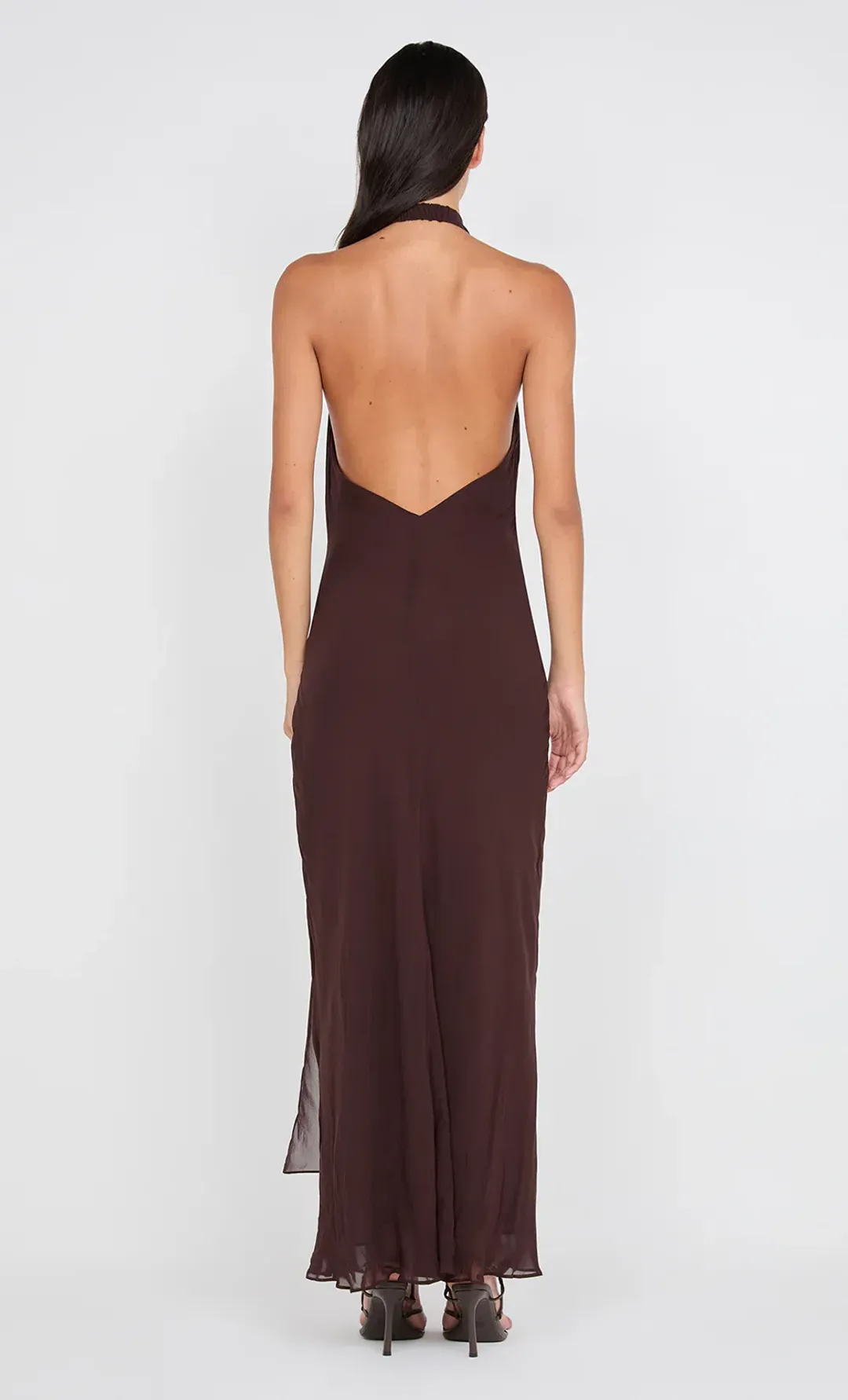 Bec and Bridge Soneva Wrap Dress Dark Chocolate Size 6  for rent on The Volte - main image