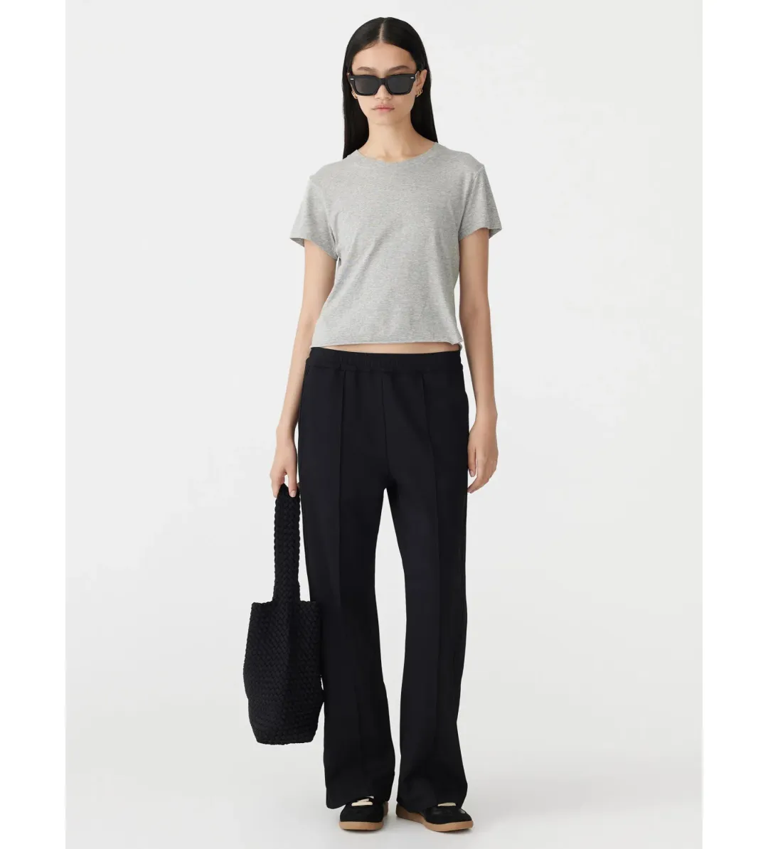 Bassike Twill Pinstitch Detail Pant Black Size 3/AU 12  for rent on The Volte - main image