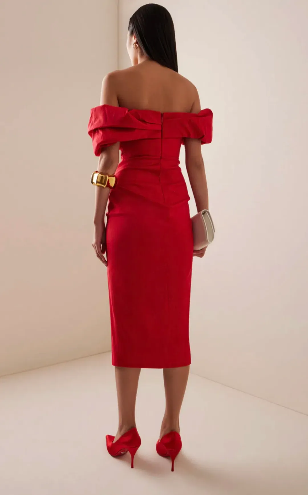 Rachel Gilbert Gia Midi Dress Red 3 / AU 12 for rent on The Volte - main image