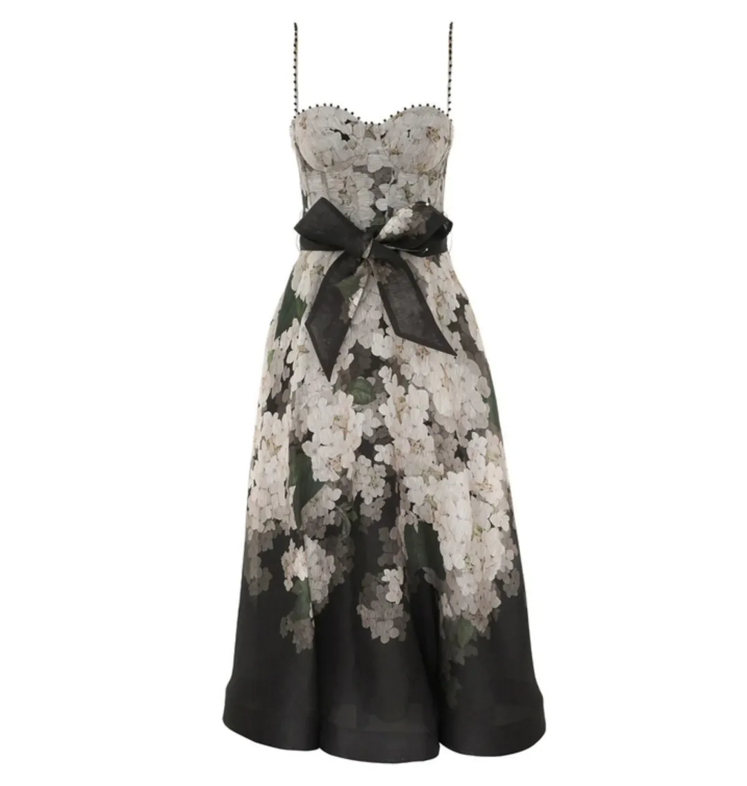 Zimmermann Balance Picnic Dress in Black Hydrangea 1 / AU 10 for rent on The Volte - main image