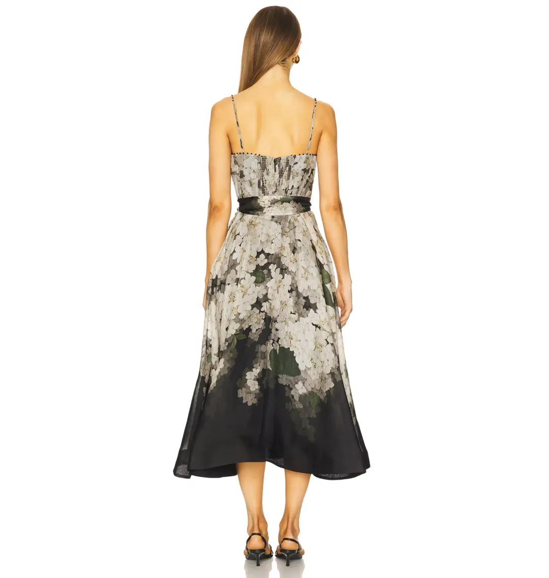 Zimmermann Balance Picnic Dress in Black Hydrangea 1 / AU 10 for rent on The Volte - main image