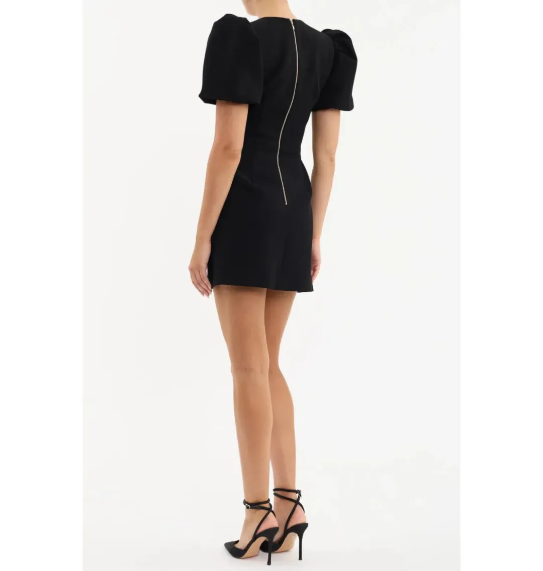Rebecca Vallance Sirene Puff Mini Dress in Black Size AU 18 for rent on The Volte - main image