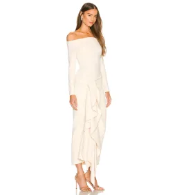 Solace London Lotus Midi Dress in Ivory Size AU 8 for rent on The Volte - image 2
