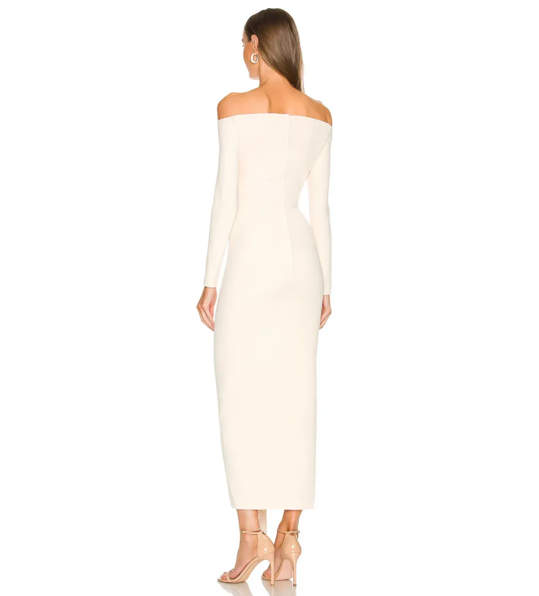 Solace London Lotus Midi Dress in Ivory Size AU 8 for rent on The Volte - main image