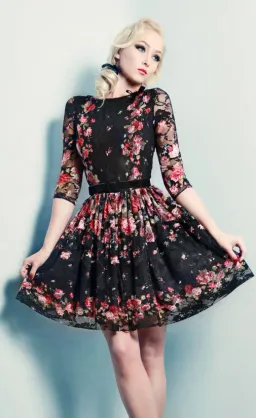 Wheels & Dollbaby French Holiday Floral Lace Dress in Black Size AU10/M for rent on The Volte - image 2