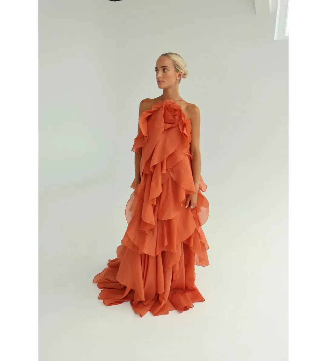 AJE Pandorea Layered Maxi Dress Cora Clay Size 8 for rent on The Volte - main image