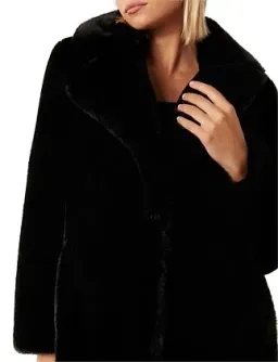 Forever New Iggy Belted Longline Fur Coat Black Size 12  for rent on The Volte - image 5