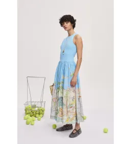 Alemais Anouk Tank Midi Dress Blue Print Size 8 for rent on The Volte - image 3