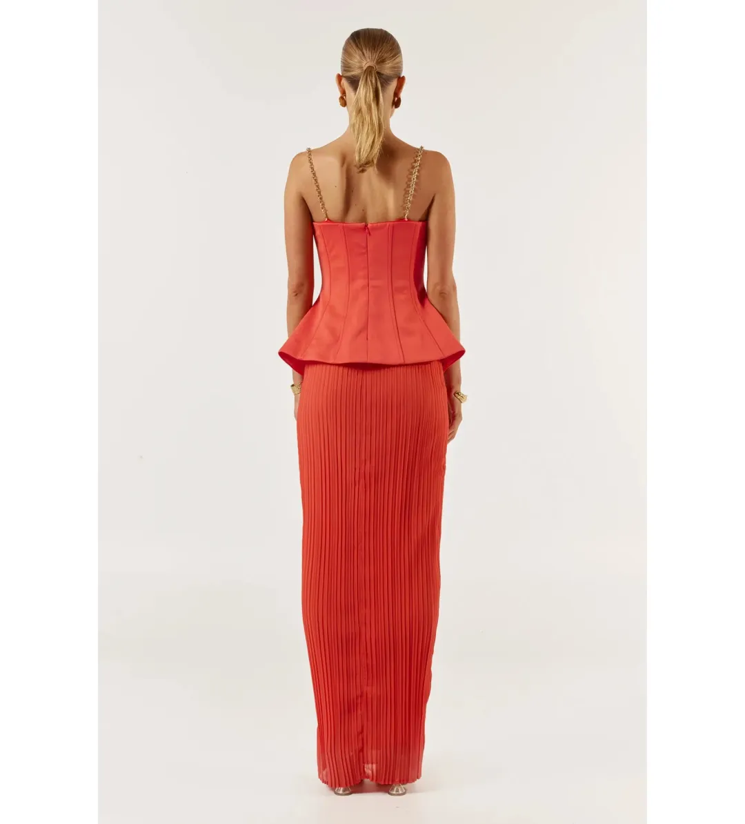 She is OLLÁ Marcelle Maxi Dress Red Size M/AU 10 for rent on The Volte - main image
