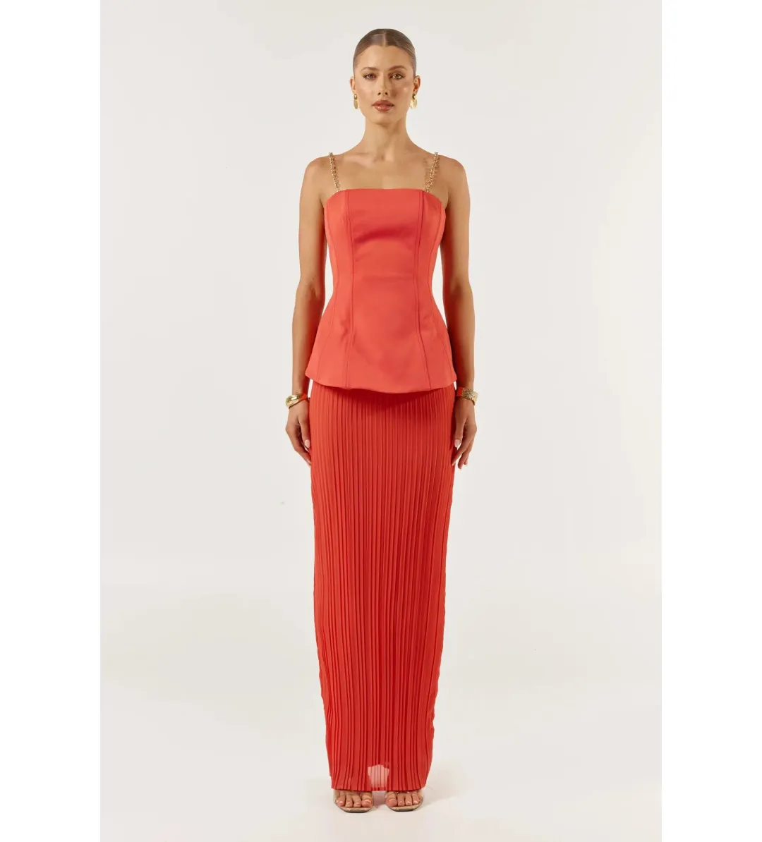 She is OLLÁ Marcelle Maxi Dress Red Size S/AU 8 for rent on The Volte - main image