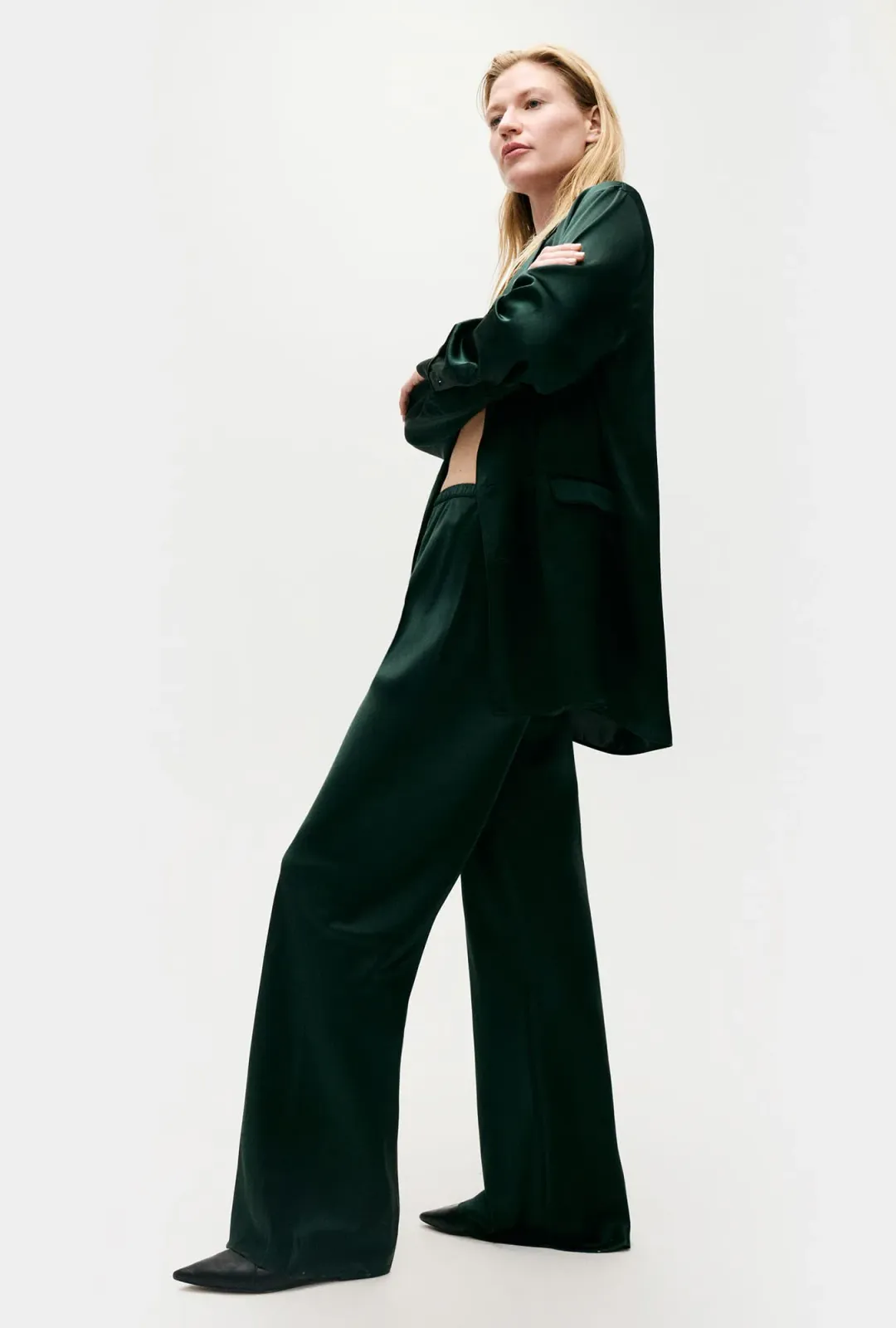 Silk Laundry Bias Cut Pants Scarab Green Size AU 8 for rent on The Volte - main image