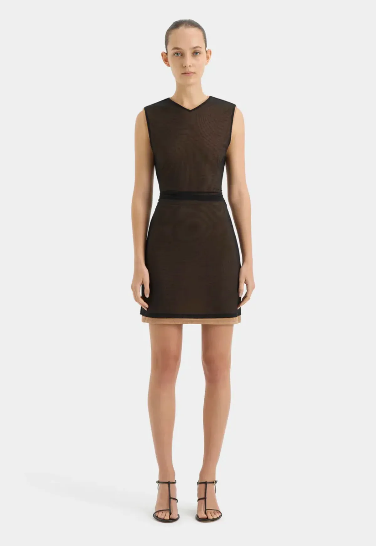 Sir the Label Delta Overlay Mini Dress Sepia Size AU 6 for rent on The Volte - main image