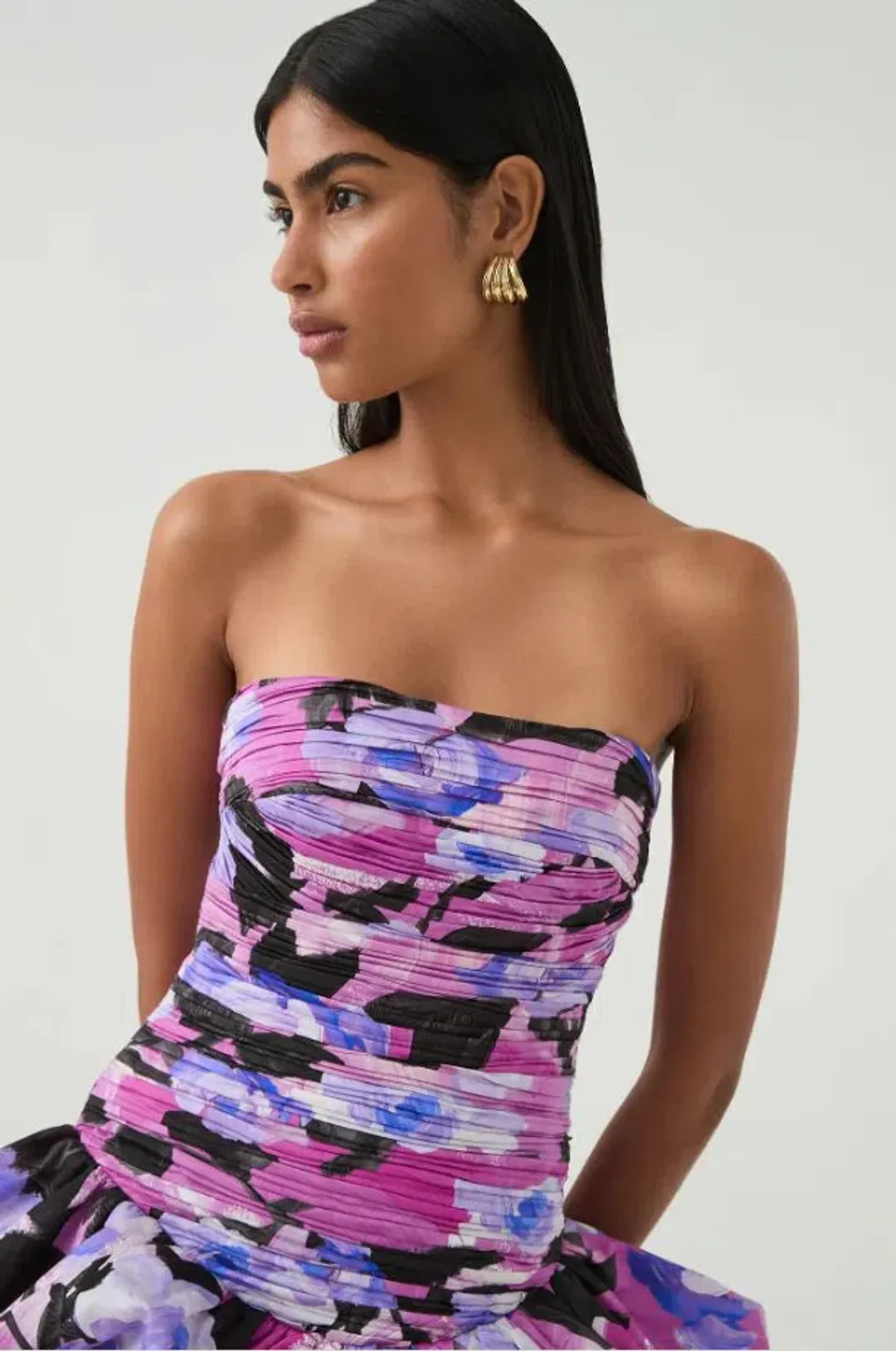 Aje Behold Bubble Hem Mini Dress Lilac Nights Size 8 for rent on The Volte - main image
