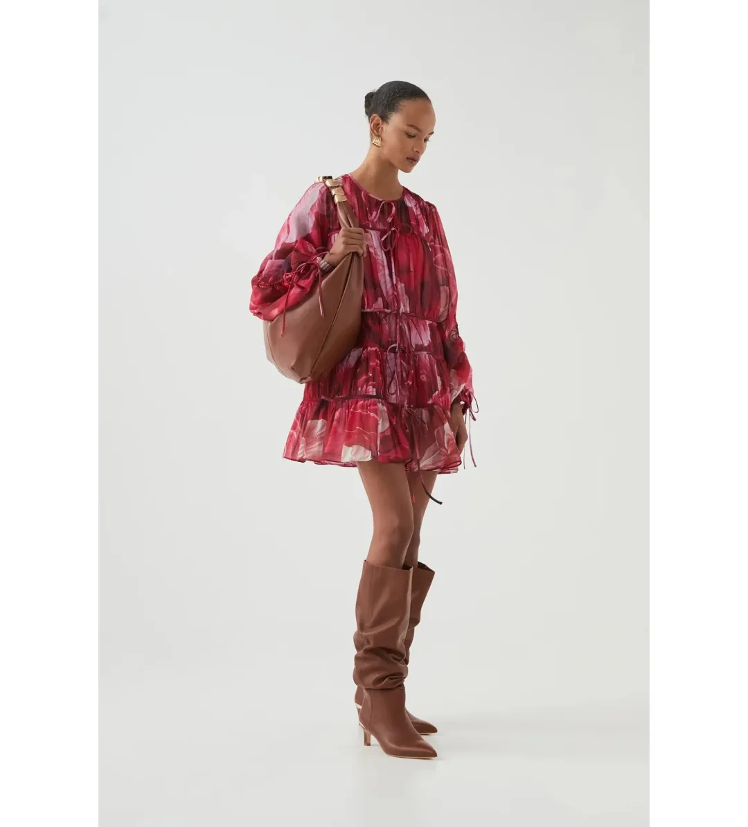 Aje Flora Mini Dress Prismatic Floral Red Size AU 16 for rent on The Volte - main image