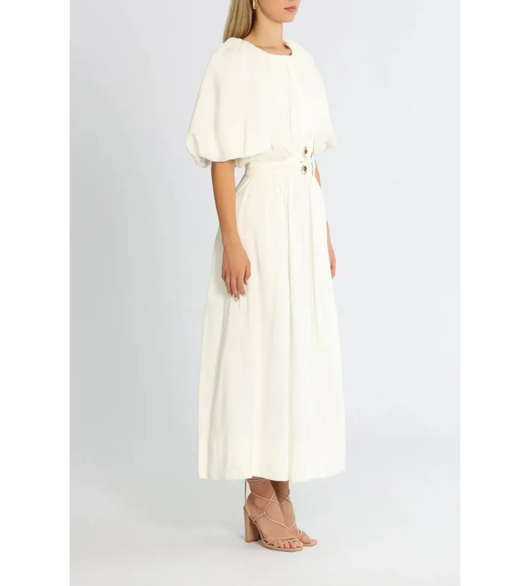 Aje Virtuous Asymmetrical Midi Dress in Ivory Size XXS / AU 4 for rent on The Volte - main image