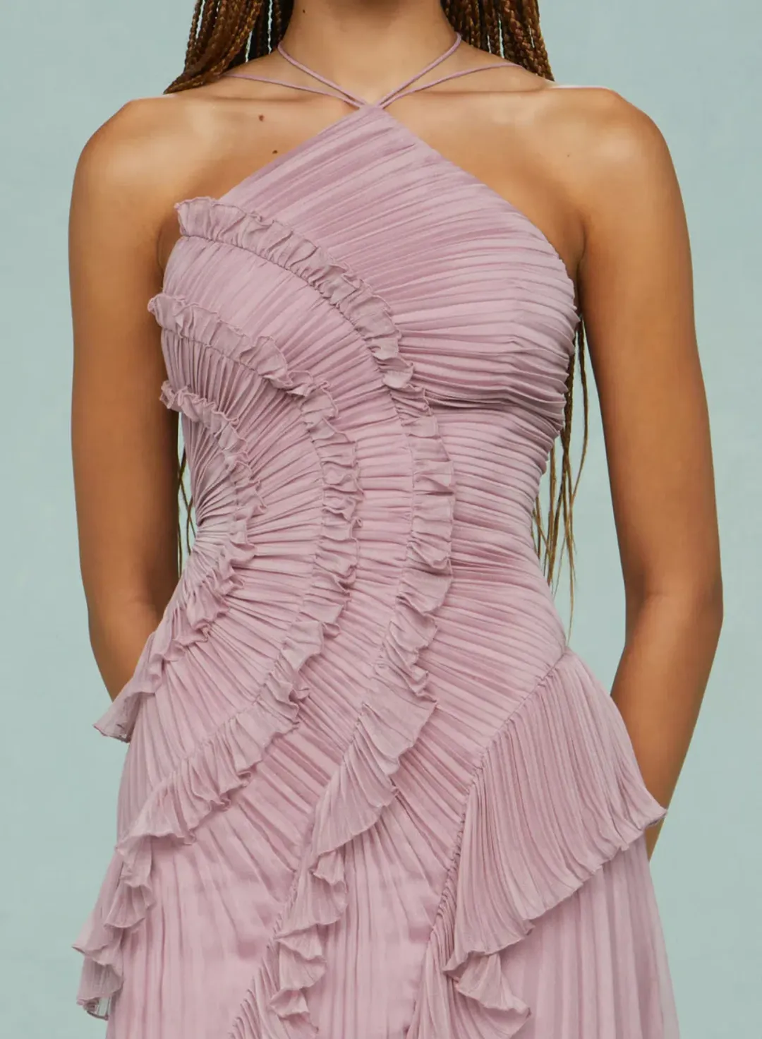 Amur Lorelie Halter Gown Water Hyacinth Size 8/2 for rent on The Volte - main image