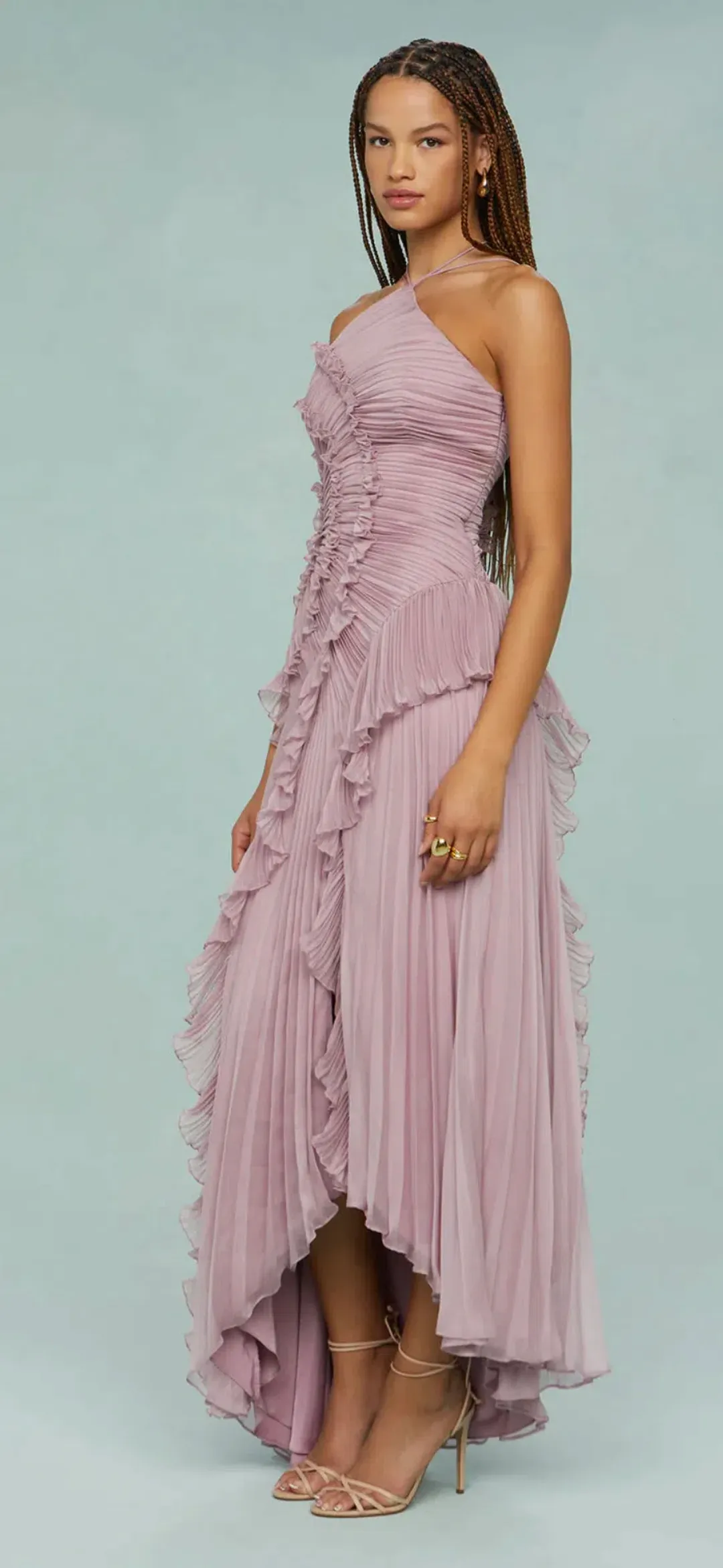 Amur Lorelie Halter Gown Water Hyacinth Size 8/2 for rent on The Volte - main image