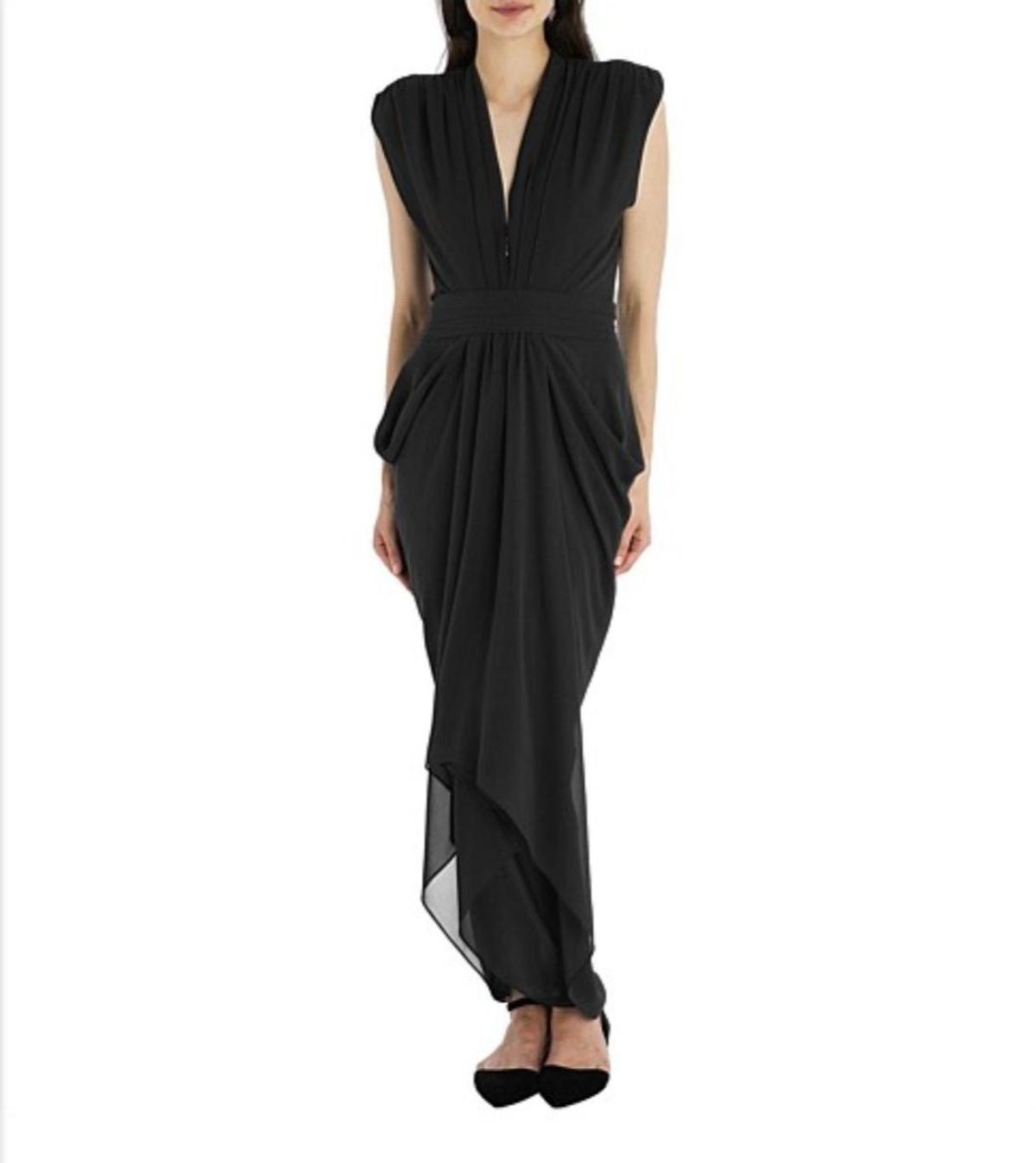 Carla Zampatti Waterfall Dress Black Size 12 for rent on The Volte - main image