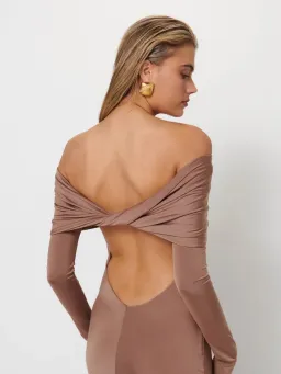 Effie Kats Gwen Gown In Coffee Size S/Au 8 for rent on The Volte - image 6