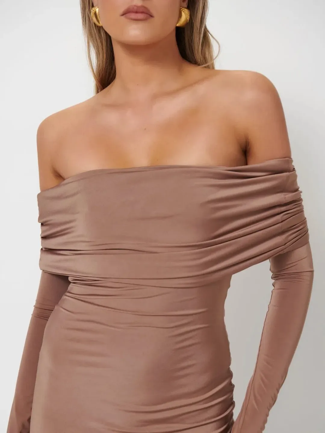Effie Kats Gwen Gown In Coffee Size S/Au 8 for rent on The Volte - main image