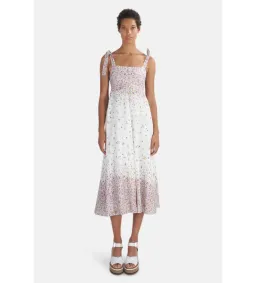 Zimmermann Linen Carnaby Tie Shoulder Midi Dress in white Size AU 6 for rent on The Volte - image 1