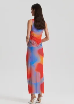 Scanlan Theodore Italian Watercolour Dress in Red Blue Multi Size 6 for rent on The Volte - image 3