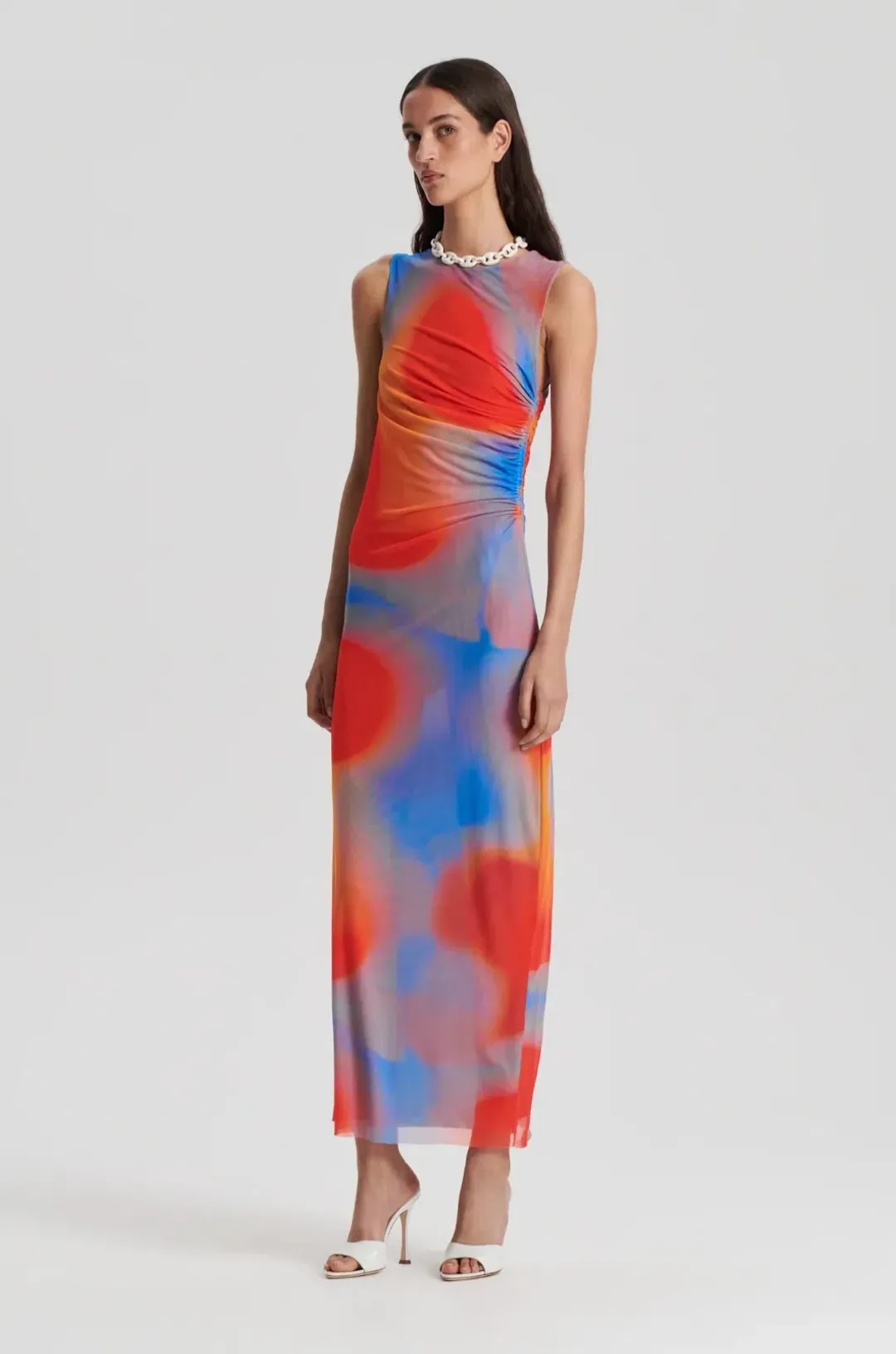 Scanlan Theodore Italian Watercolour Dress in Red Blue Multi Size 6 for rent on The Volte - main image